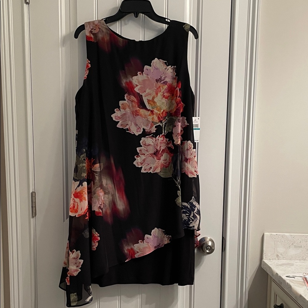 SLNY Black with pink flowers dress NWT